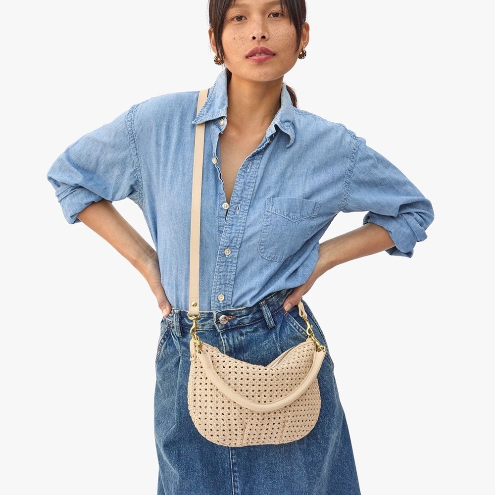Clare V Petit Moyen in Cream Rattan